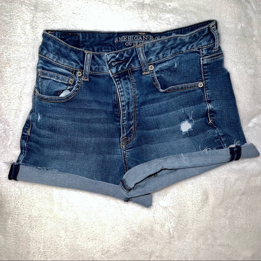 AE Hi-Rise Super Stretch Shortie Shorts, Size 12